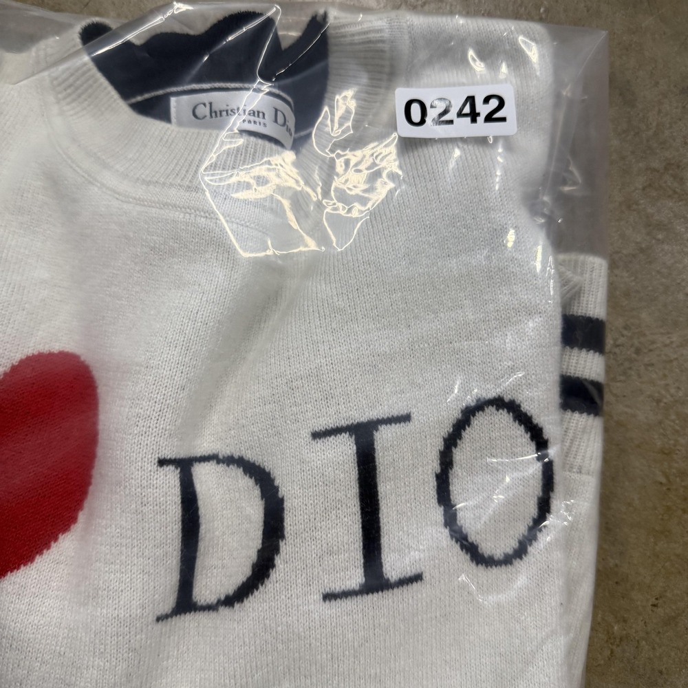 Christian Dior Sweater Womens 36 White Black J Heart Dior Crewneck Knit Stripe - Picture 8 of 8